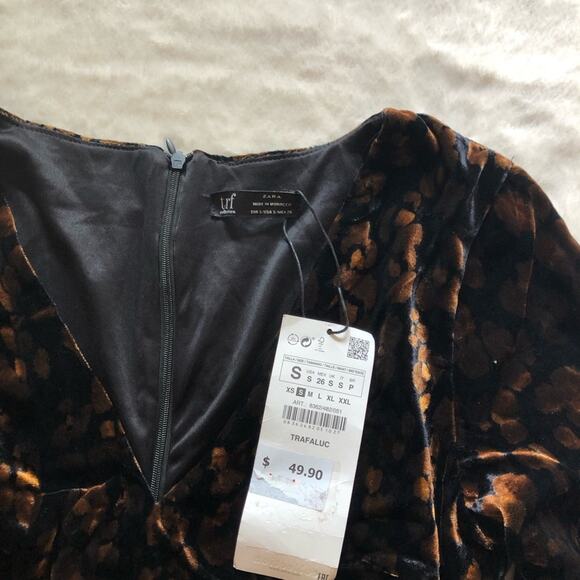 Zara Animal Print Velvet Faux Wrap Dress - Picture 7 of 7